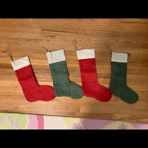 4 Burlap Christmas Stockings